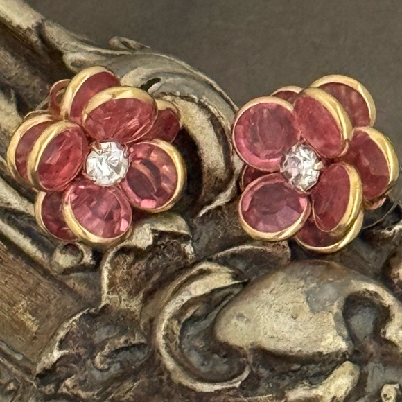 SWAROVSKI • Florere Crystal Pink Flower Earrings - Picture 4 of 4